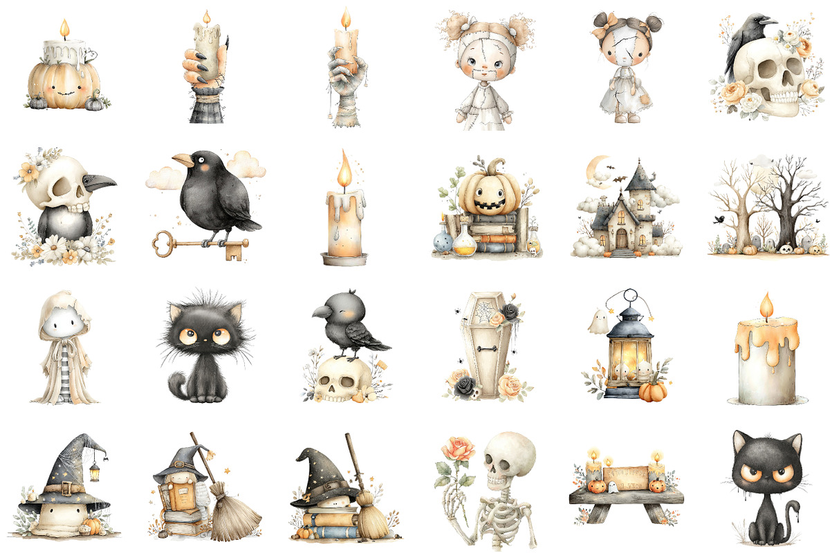 Vintage Creepy Halloween Clipart Bun, an Illustration by Sublimation Artist (Photo 2 of 6)