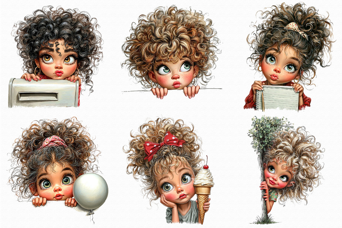 Whimsical Girl Peeking Clipart, an Illustration by Libby Wishes (Photo 6 of 7)