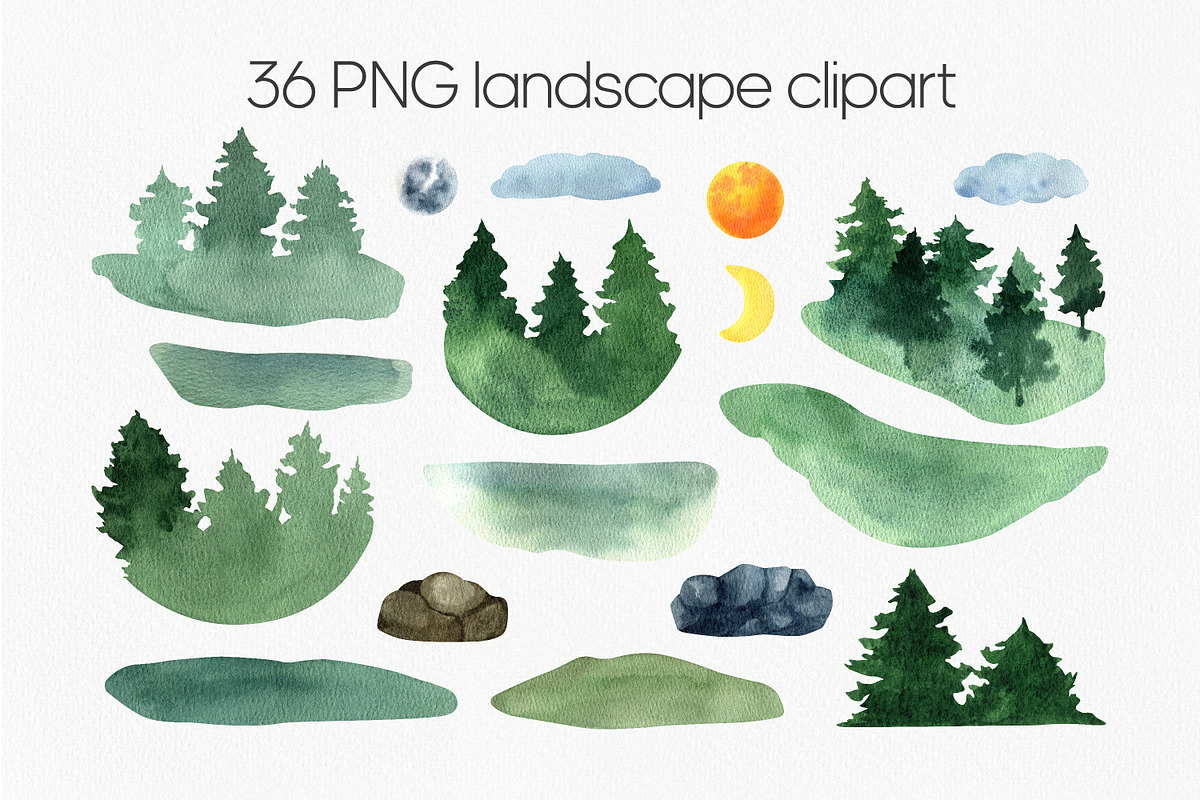 Green forest and mountain bundle PNG, an Illustration by Anntre (Photo 2 of 8)