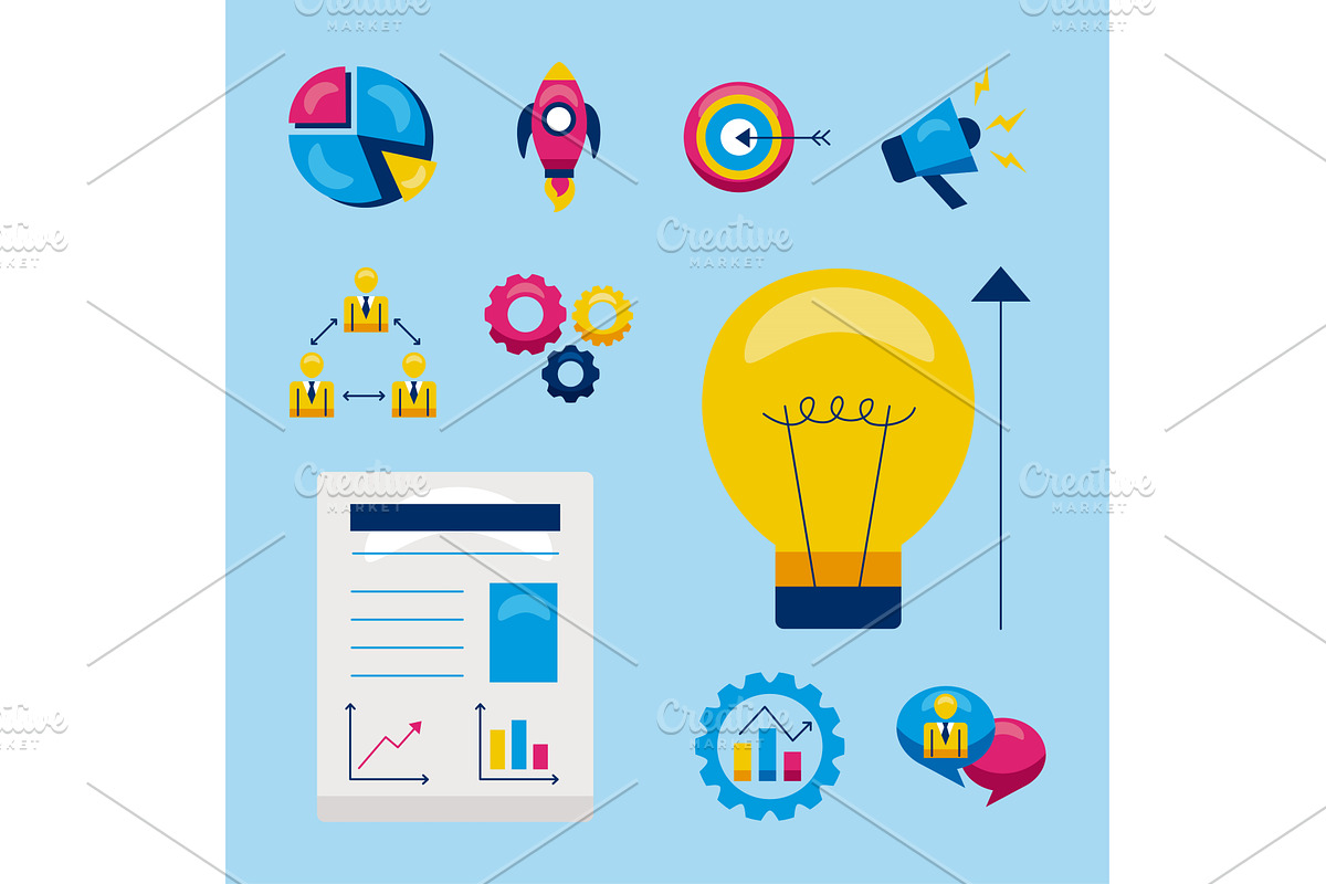 light bulb and smb icons, an Object Illustration by studiogstock