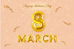 March 8 banner. 3d balloon number, an Object Illustration by Stock-Smart-Start