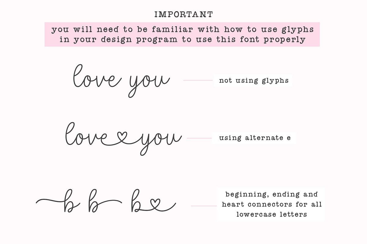 Love Ever | Heart Connector Font, a Script Font by KA Designs (Photo 11 of 11)