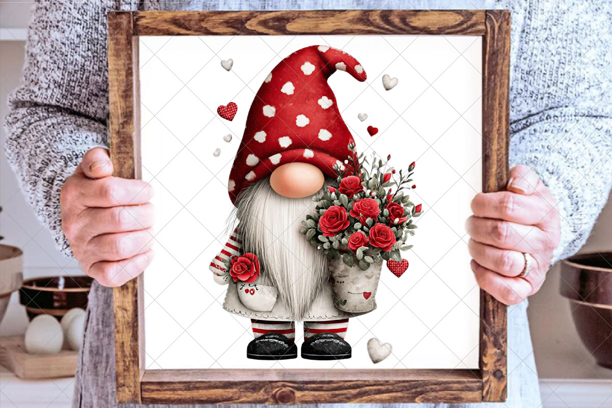 Watercolor Valentines Gnome Clipart, an Illustration by SinaCreation (Photo 5 of 7)