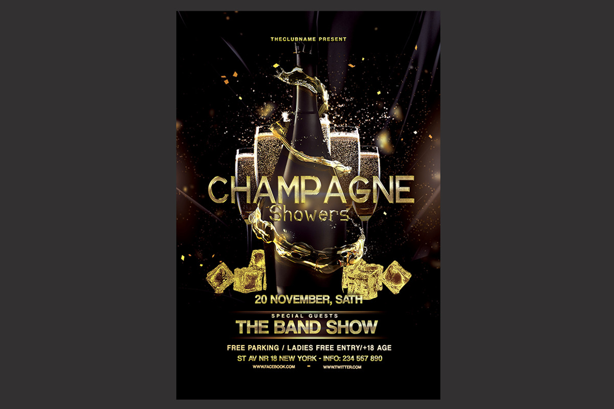 Champagne Party Flyer, a Flyer Template by DSGraphicDesign