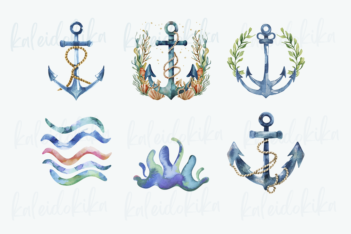 Seafaring Serenity Nautical Elements, a Decorative Illustration by Kaleidokika (Photo 2 of 6)