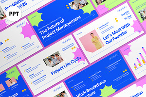 Blue White Project Management PPT, a Presentation Template by graphicook