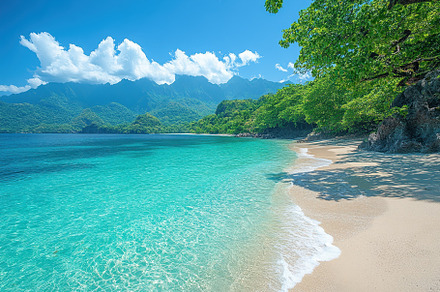 Tropical beach with clear turquoise, a Photo by Tanuart