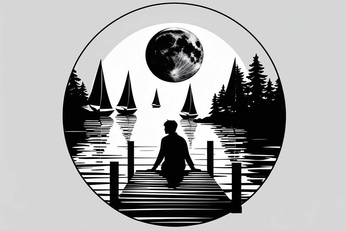 Mindful Lake Meditation Silhouette S, an Illustration by Creativeshirt (Photo 2 of 9)