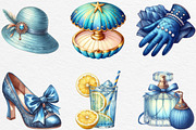 Watercolor Blue 1920s Summer Clipart, an Illustration by Black Bird Studio (Thumbnail 4 of 6)