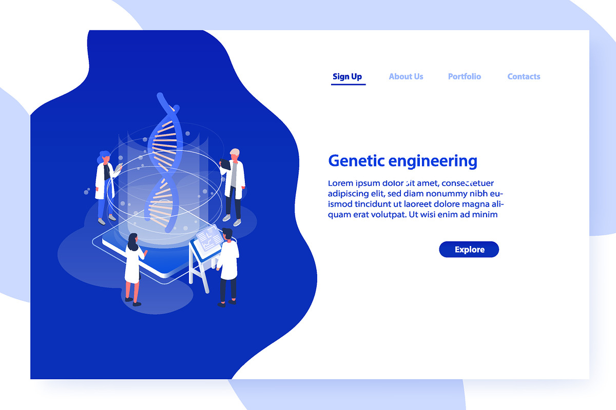 Genetic engineering concept banner, a Healthcare Illustration by Good Studio (Photo 1 of 3)