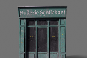Parisian vintage Huilerie storefront, an Environmental 3D Model by happy brush