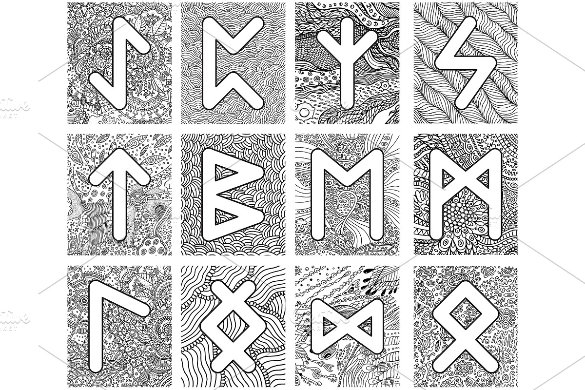 Futhark - Viking Runes Coloring Book, an Illustration by DoodleArtDesigns (Photo 3 of 3)