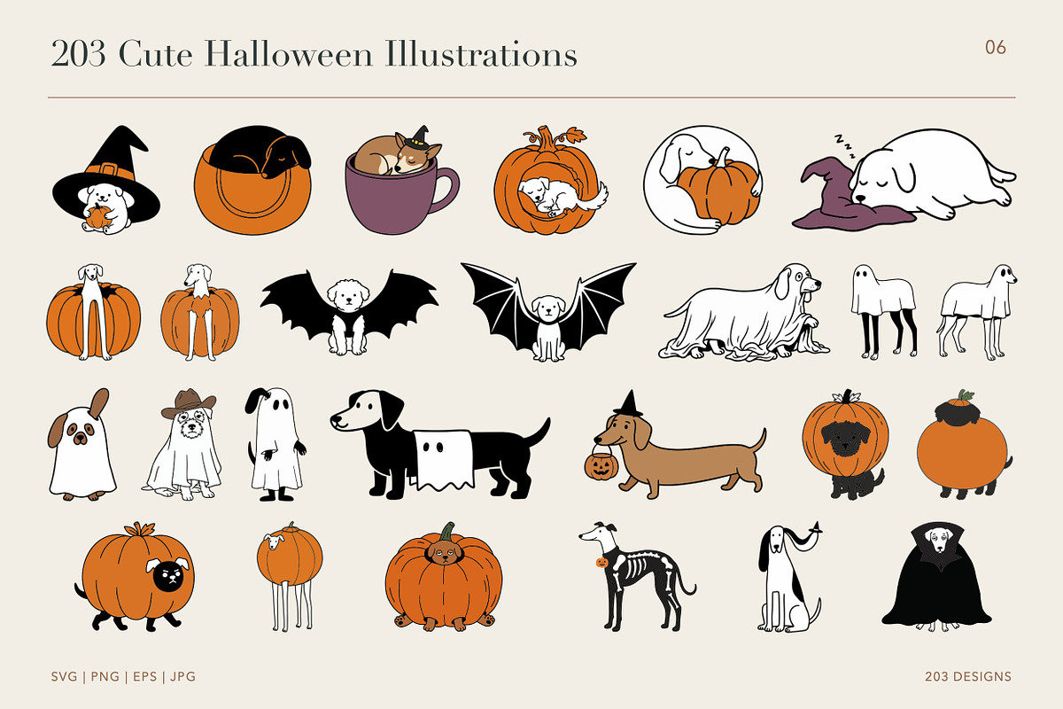 203 Cute Halloween Illustrations, a Seasonal Illustration by designvectx (Photo 7 of 11)