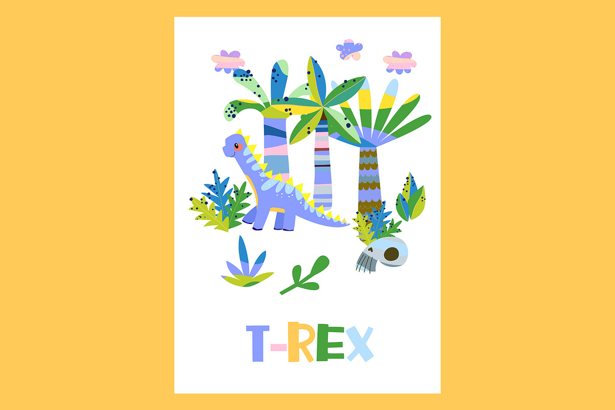 Cute Cartoon Cards with Dinosaurs, an Animal Illustration by the_myro (Photo 10 of 10)