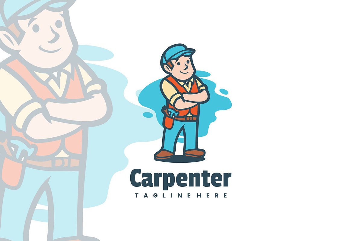 Carpenter Cartoon Logo Design., a Branding & Logo Template by VectorCraft