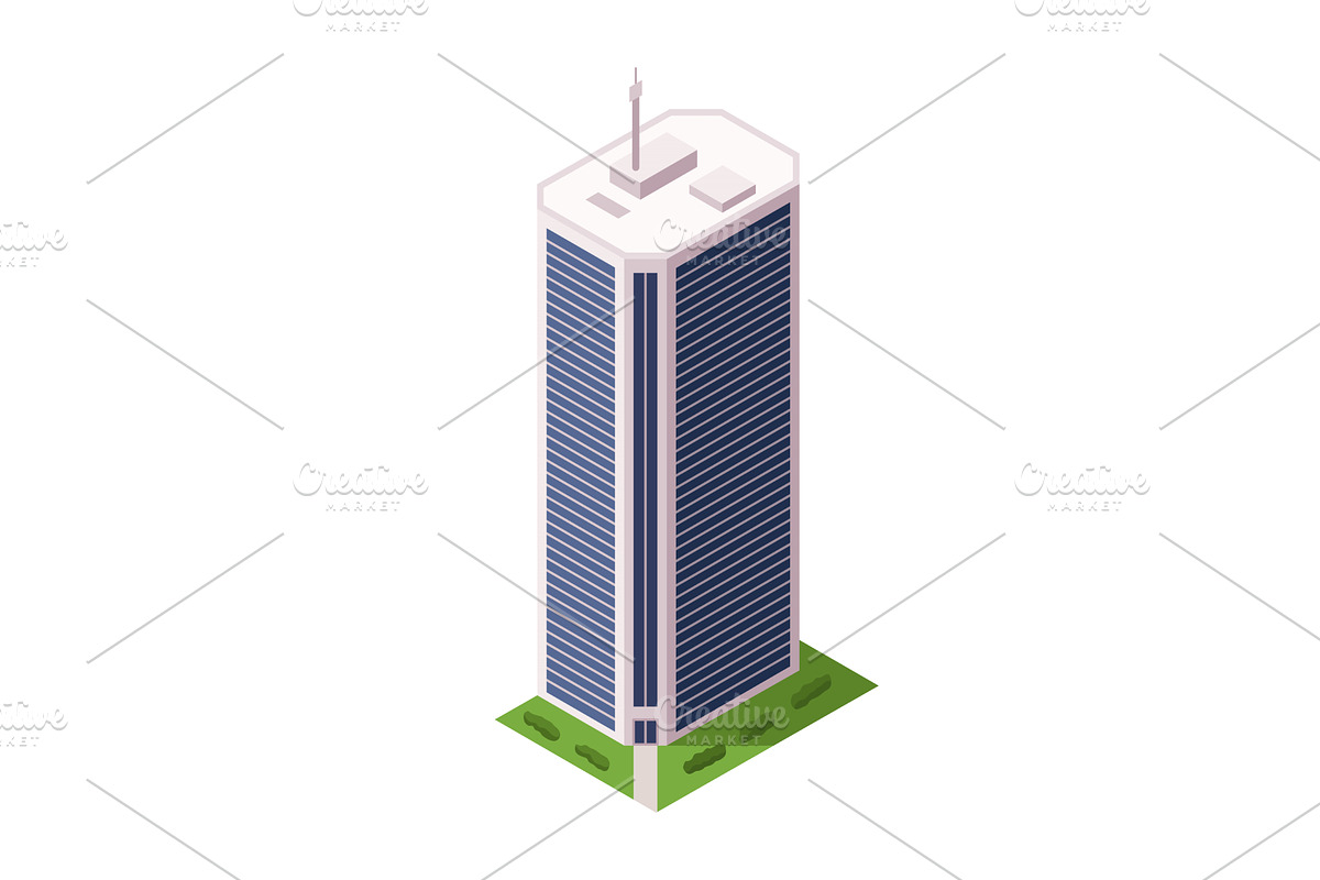 Office building, isometric, an Object Illustration by the8monkey