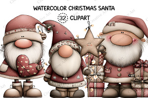 Watercolor Christmas Santa Clipart, an Illustration by Creative Art