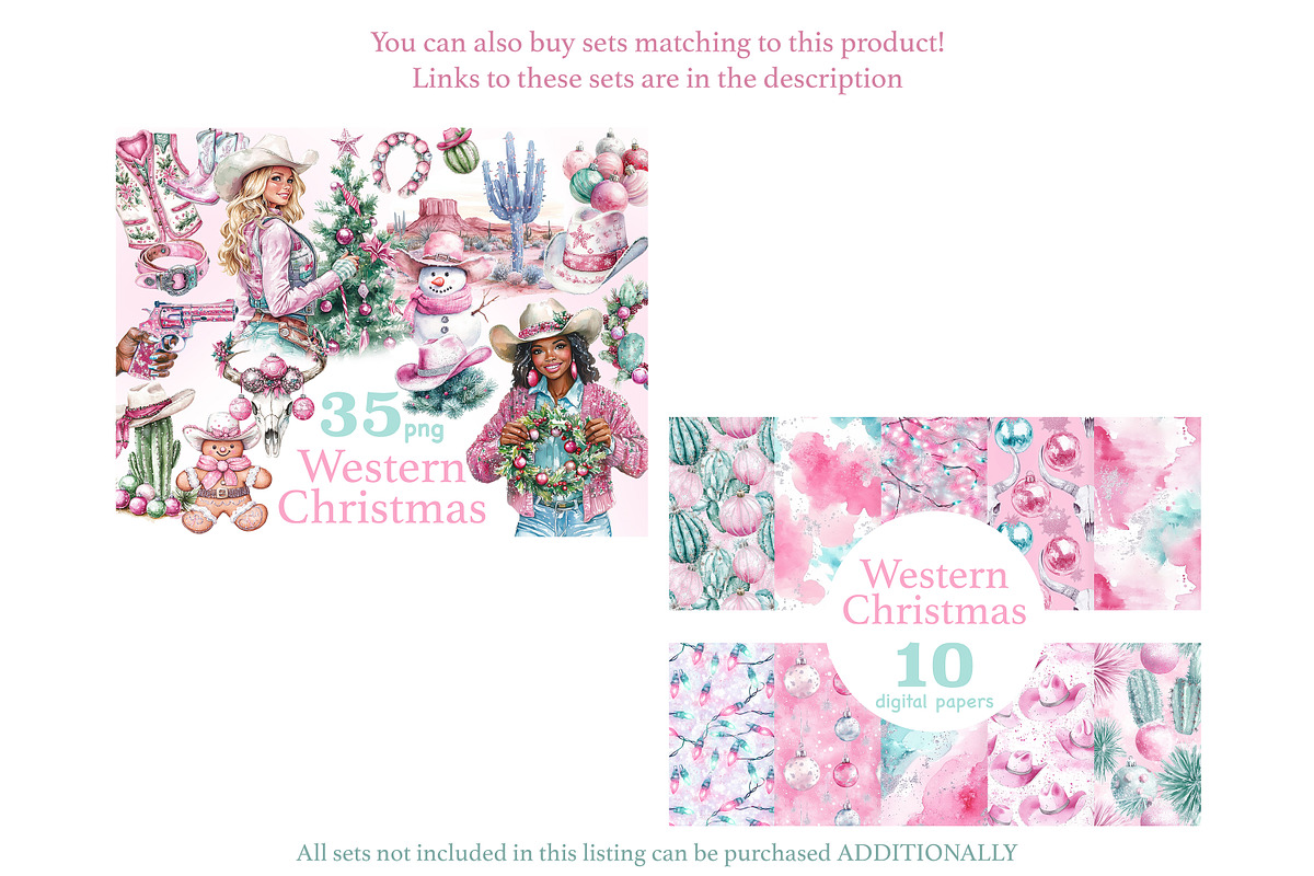 Western Christmas Clipart, a Seasonal Illustration by GlamArtZhanna (Photo 2 of 6)