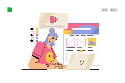 Web designer making landing page