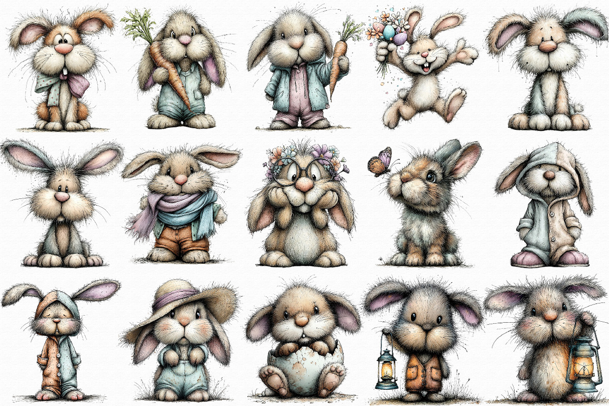 Cute Easter Bunny Clipart, an Illustration by Libby Wishes (Photo 6 of 6)