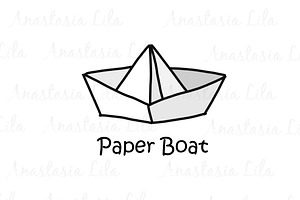 Paper Boat cartoon concept logo