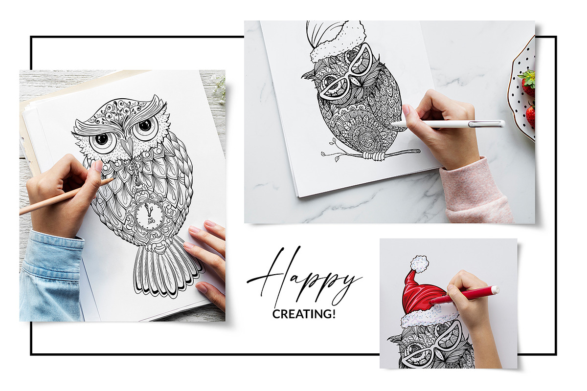 Owls Line Art Illustrations, an Animal Illustration by ilonitta (Photo 8 of 9)