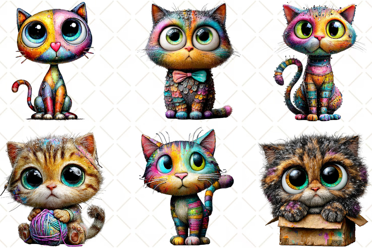 Quirky Cats Clipart Bundle, an Illustration by Black Bird Studio (Photo 6 of 6)