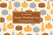 Happy Thanksgiving Patterns, a Pattern Graphic by EltaMaxArt (Thumbnail 1 of 8)