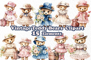 Teddy Bear Clipart,Watercolor Teddy