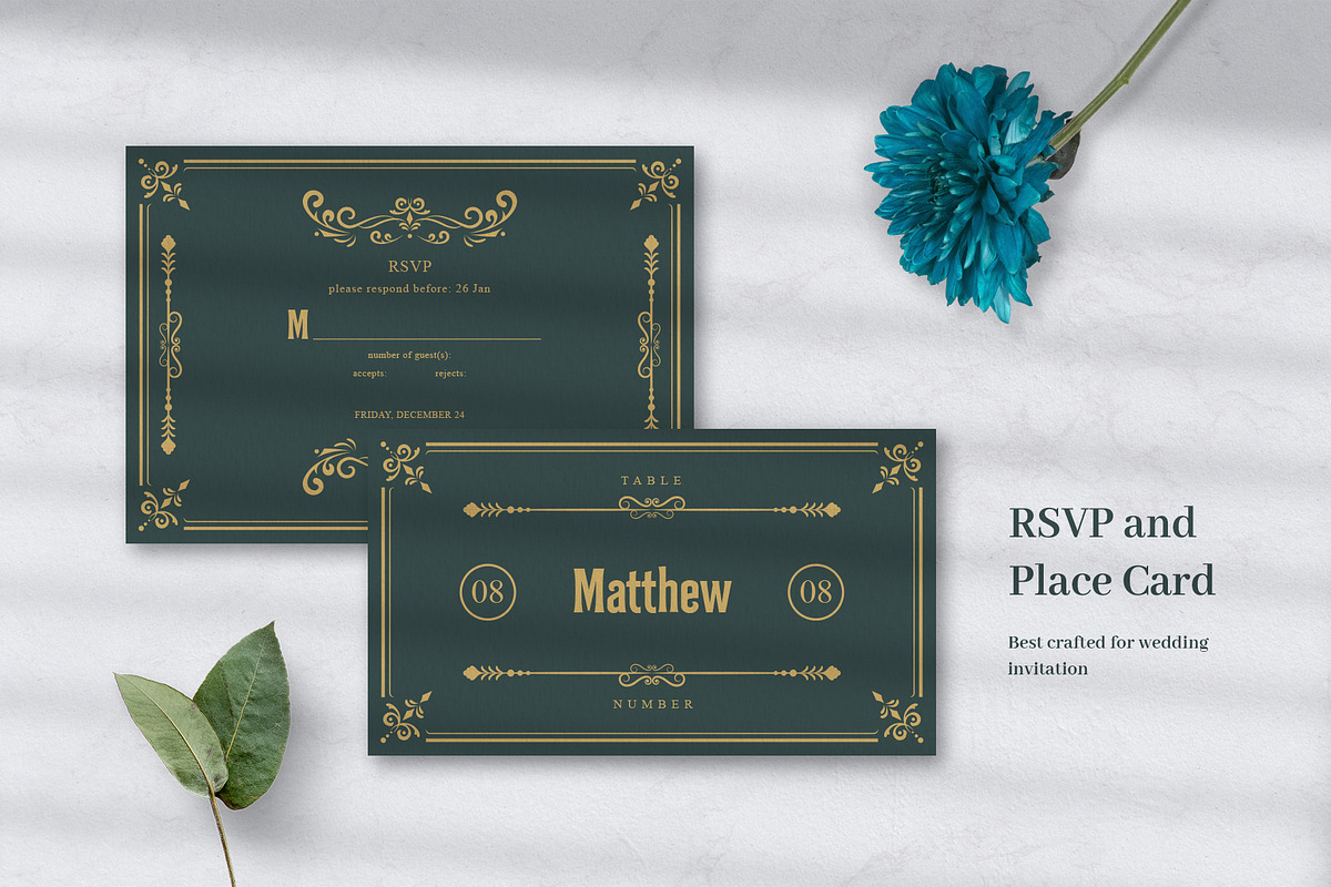 Vintage Wedding Invitation - Emerald, an Invitation Template by uyo66 (Photo 4 of 8)