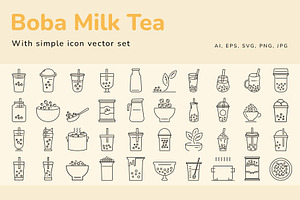 Bubble tea vector set
