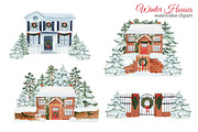 Watercolor Winter House Clipart, an Illustration by s.yanyeva (Thumbnail 4 of 4)
