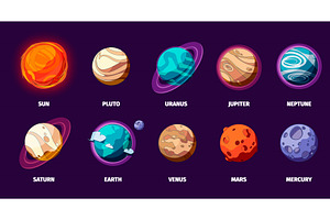 Solar System Planets Set. Colorful