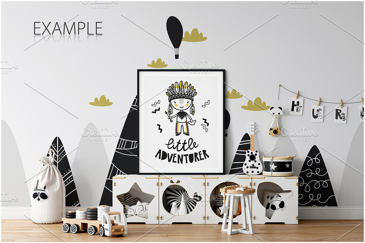 Kids Frames & Wall Mockup Bundle - 5, a Print Template by Yuri-U (Photo 8 of 32)