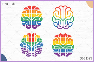 Rainbow Brain SVG Vector Clipart Set, an Object Illustration by Gfx Expert Team