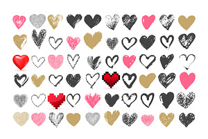 Hand drawn heart icons