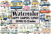 Happy Campers Clipart, an Illustration by Design Market (Thumbnail 1 of 4)