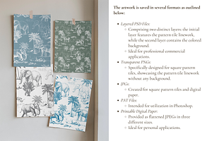 Elephant Toile De Jouy Pattern Set