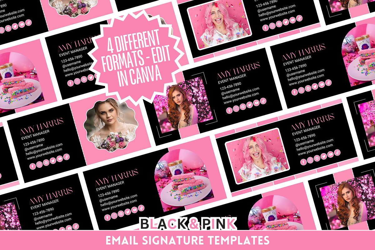 Black and Pink Email Signature, an Email Template by SunshineStudioBoutique (Photo 1 of 9)
