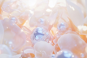 Close-up of coral and pearls with so, a Photo by Dvoevnore photos