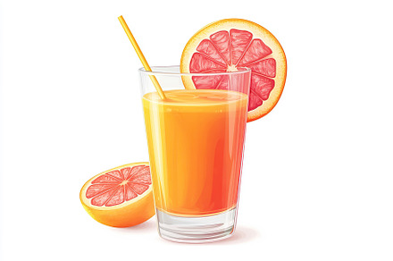 Vibrant glass of freshly squeezed citrus juice with fruit on the side, a Food & Drink Photo by AlyaAnd
