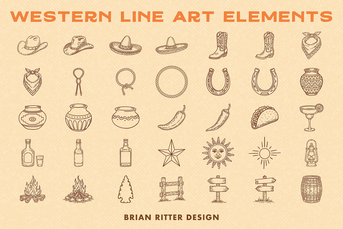 Western Line Art Elements, an Object Graphic by Brian Ritter Design (Photo 6 of 8)