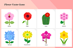 Flower Vector Icons Set