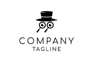 Hat and eye in magnifying glass logo, an Object Graphic by nicemorning