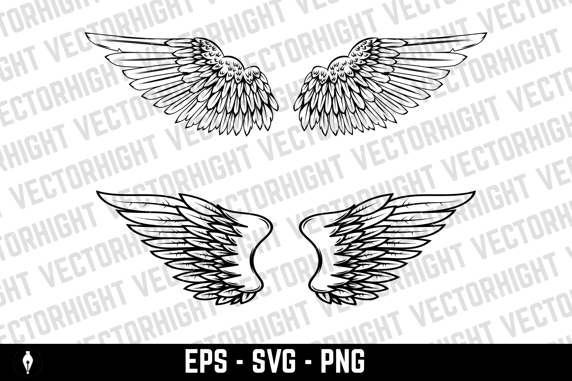 Set of illustrations of wings svg, an Animal Illustration by Vectorhight