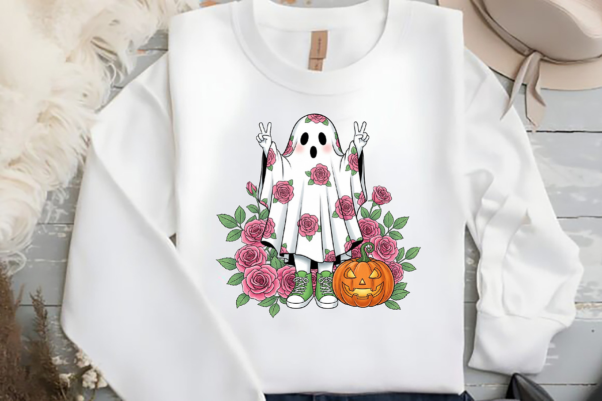 Floral Ghost PNG Cute Halloween, an Illustration by Black Bird Studio (Photo 2 of 4)