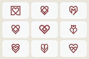 Minimalist Red Heart Logo Bundle, a Branding & Logo Template by Vectorium Studio