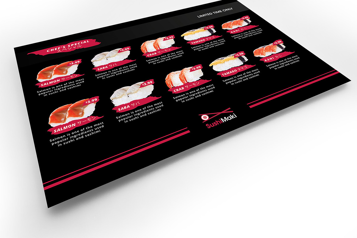 Sushi Restaurant Flyer Template, a Flyer Template by BrandPacks (Photo 4 of 4)