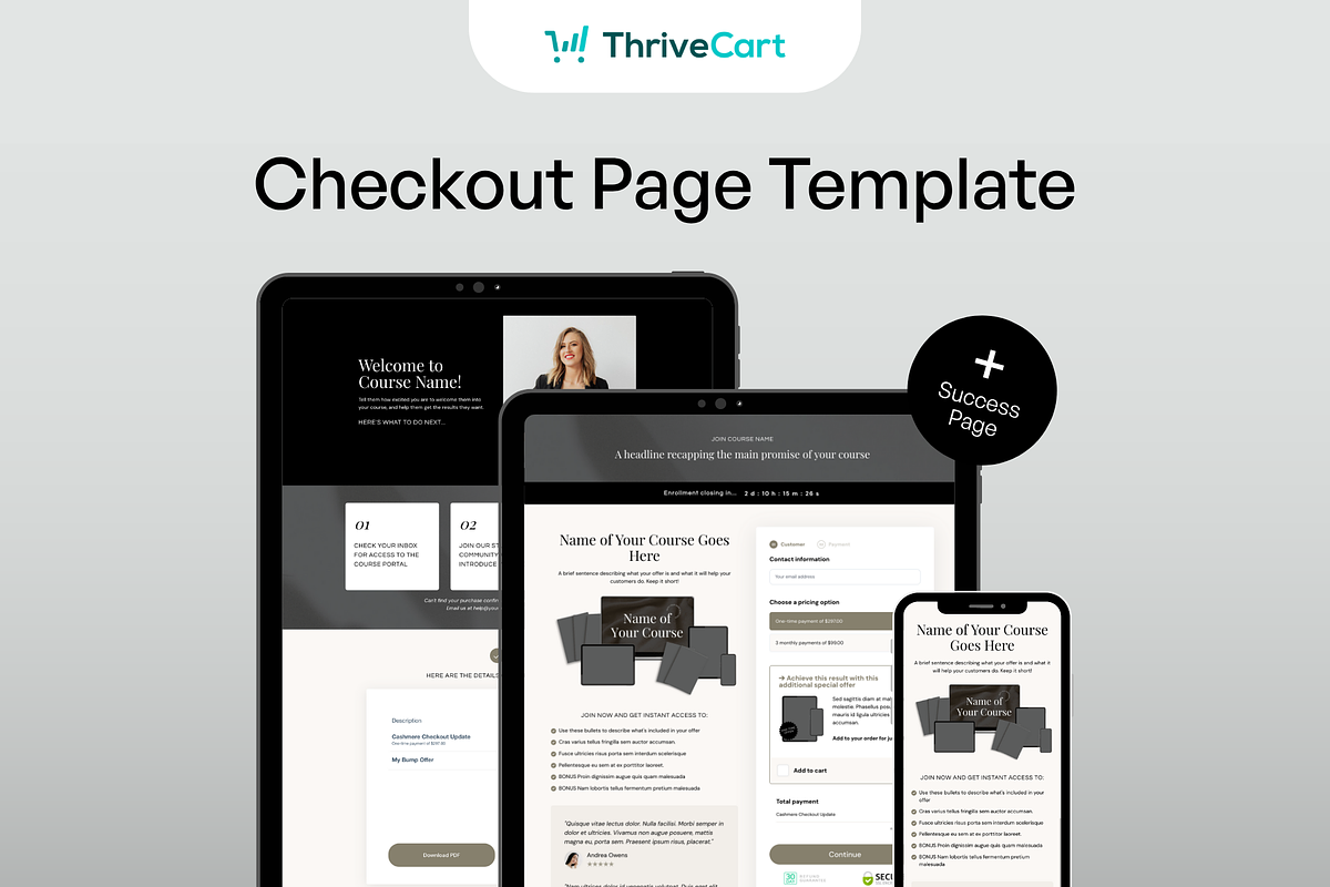 ThriveCart Checkout Template, a Landing Page Template by Pixel & Flow (Photo 1 of 7)