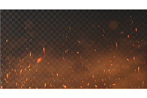 Realistic fire sparks background, an Illustration by SergeyBitos
